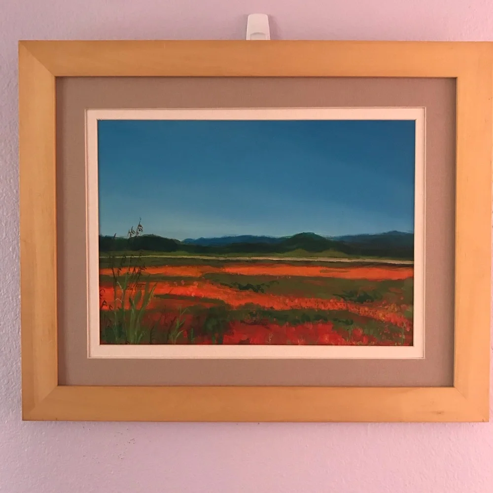 Original acrylic painting on canvas board in frame